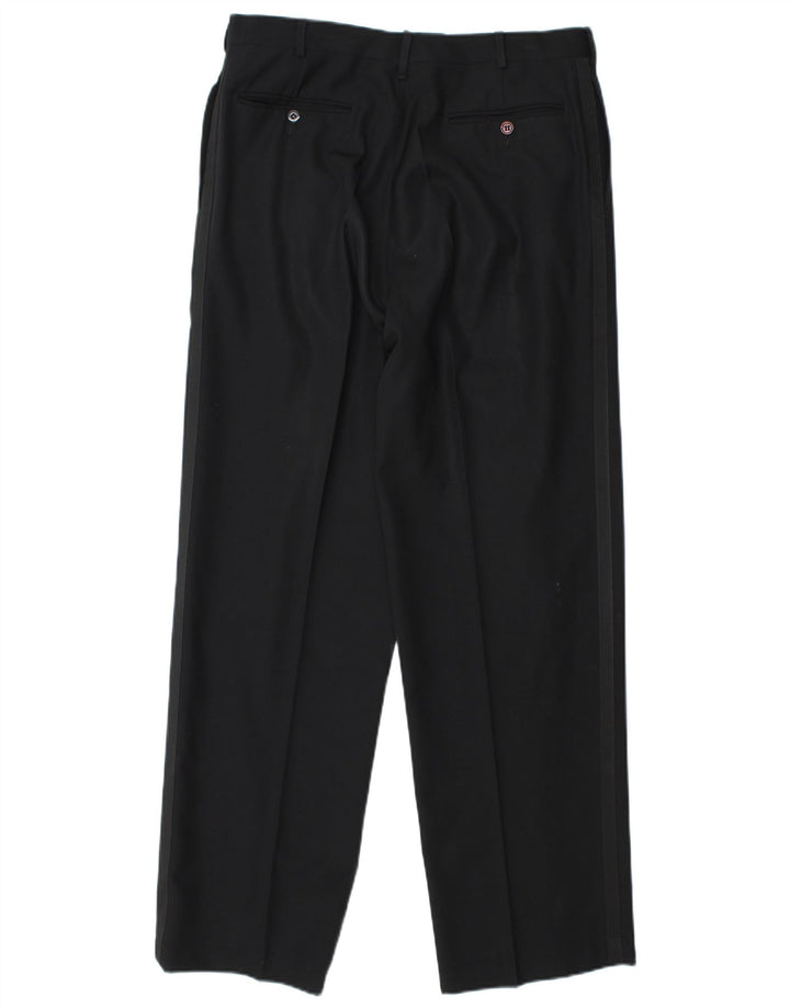 Egon Von Furstenberg Ανδρικό UK 40 Large W32 L32 Μαύρο παρθένο μαλλί