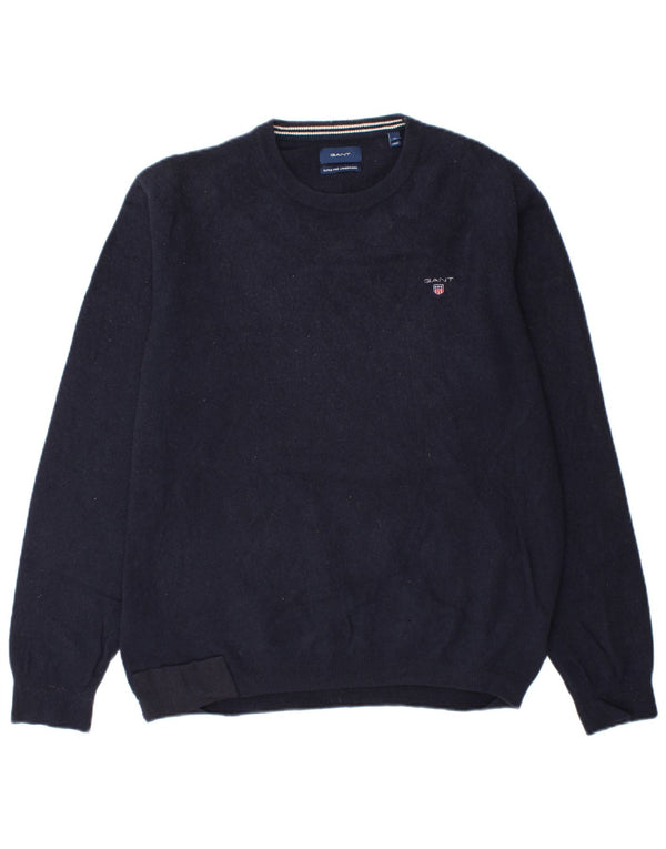 Πουλόβερ Gant Mens Crew Neck Jumper XL Navy Blue Wool