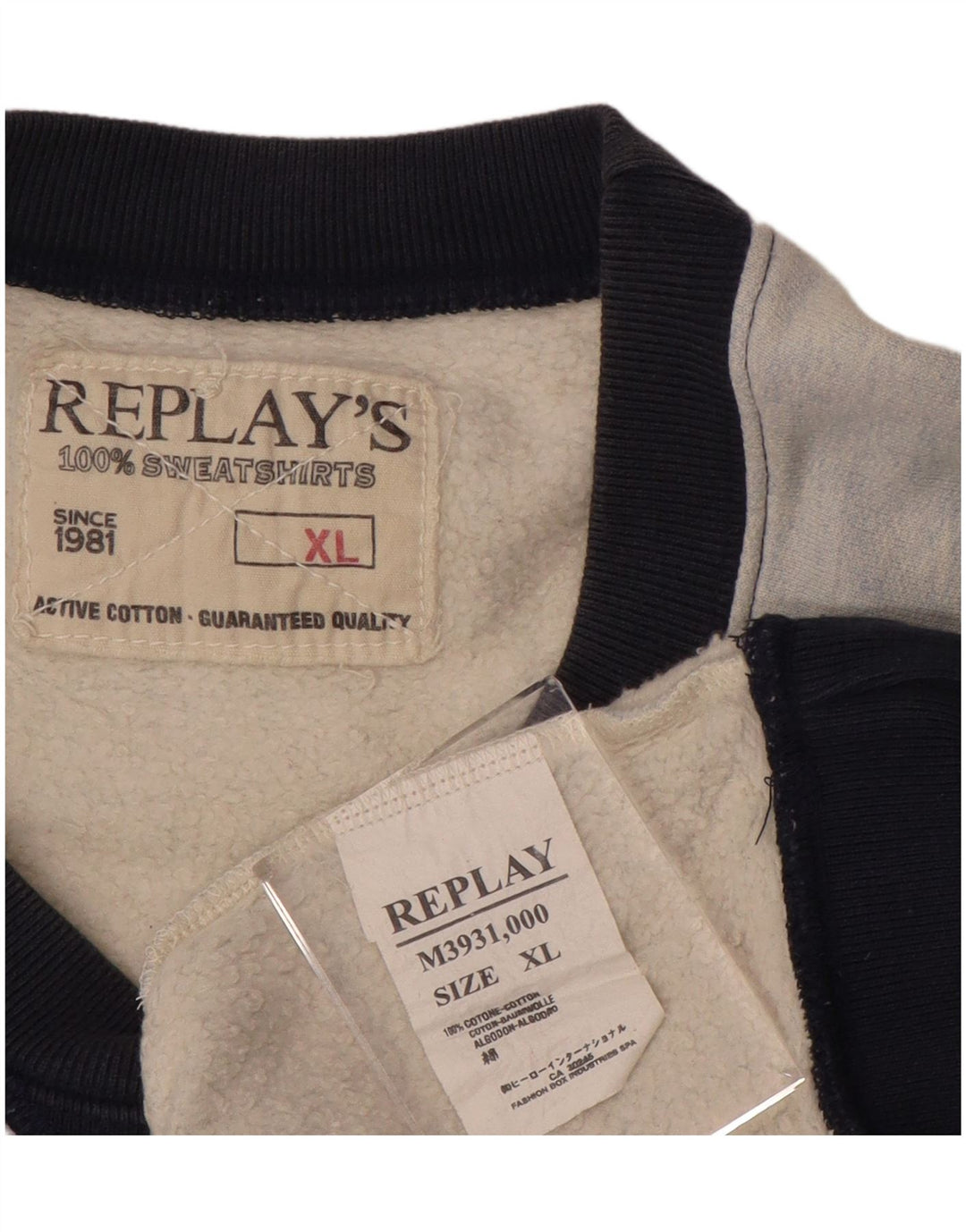 REPLAY Ανδρικό γραφικό φούτερ Jumper XL Blue Colourblock Βαμβακερό