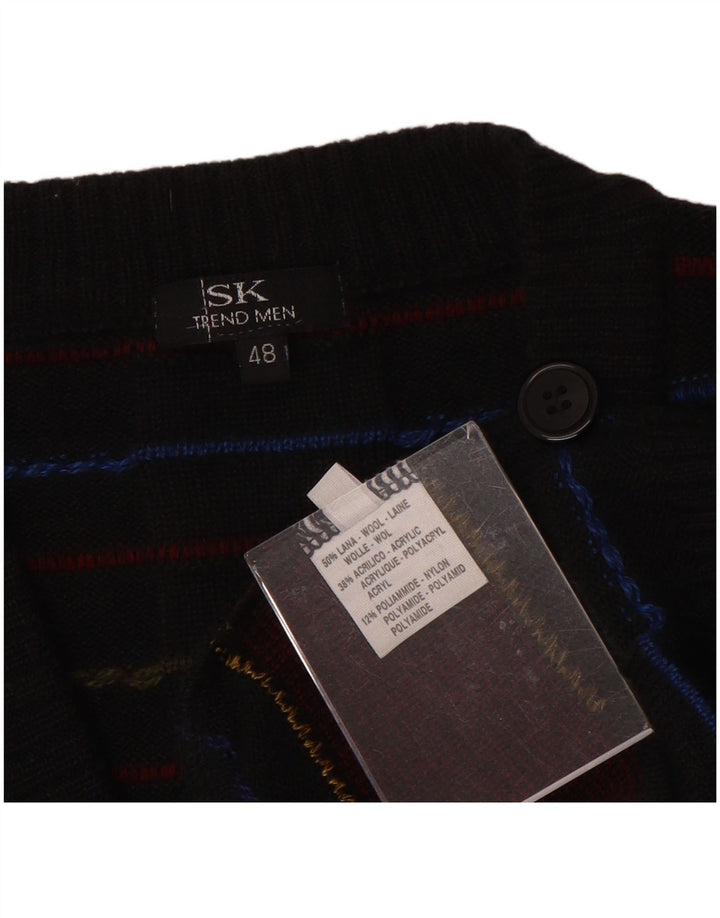Ανδρικό πουλόβερ vintage ζακέτα IT 48 Medium Black Check Wool