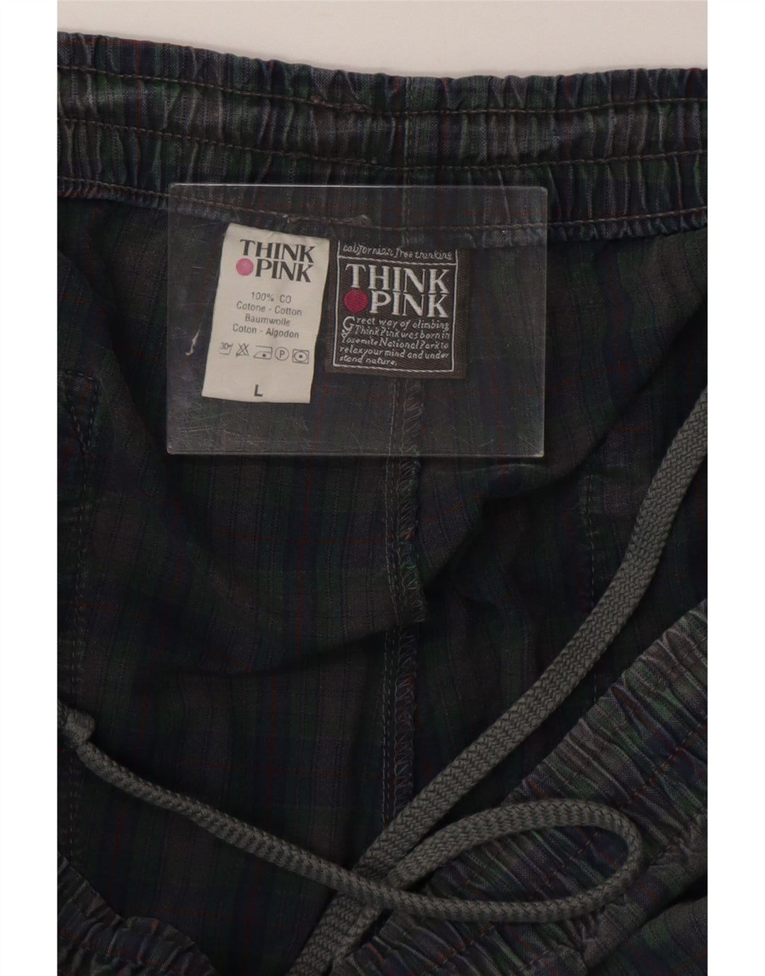 THINK PINK Ανδρικά γραφικά Joggers Casual Παντελόνια Large W36 L32 Blue Check