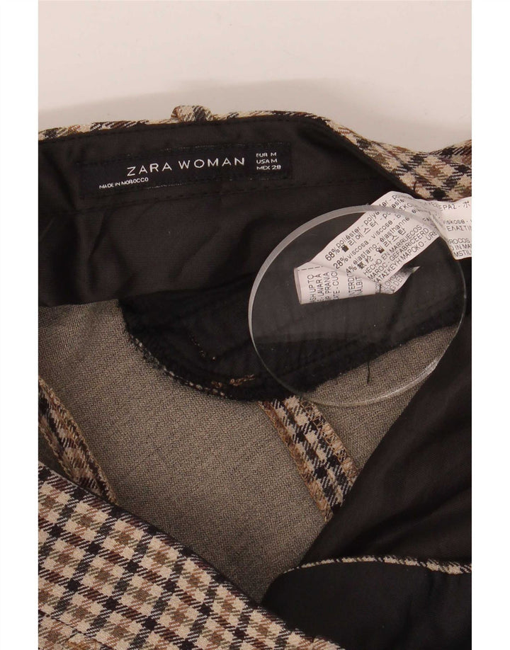 Zara Γυναικείο ίσιο παντελόνι Chino Medium W28 L28 Brown Check Polyester