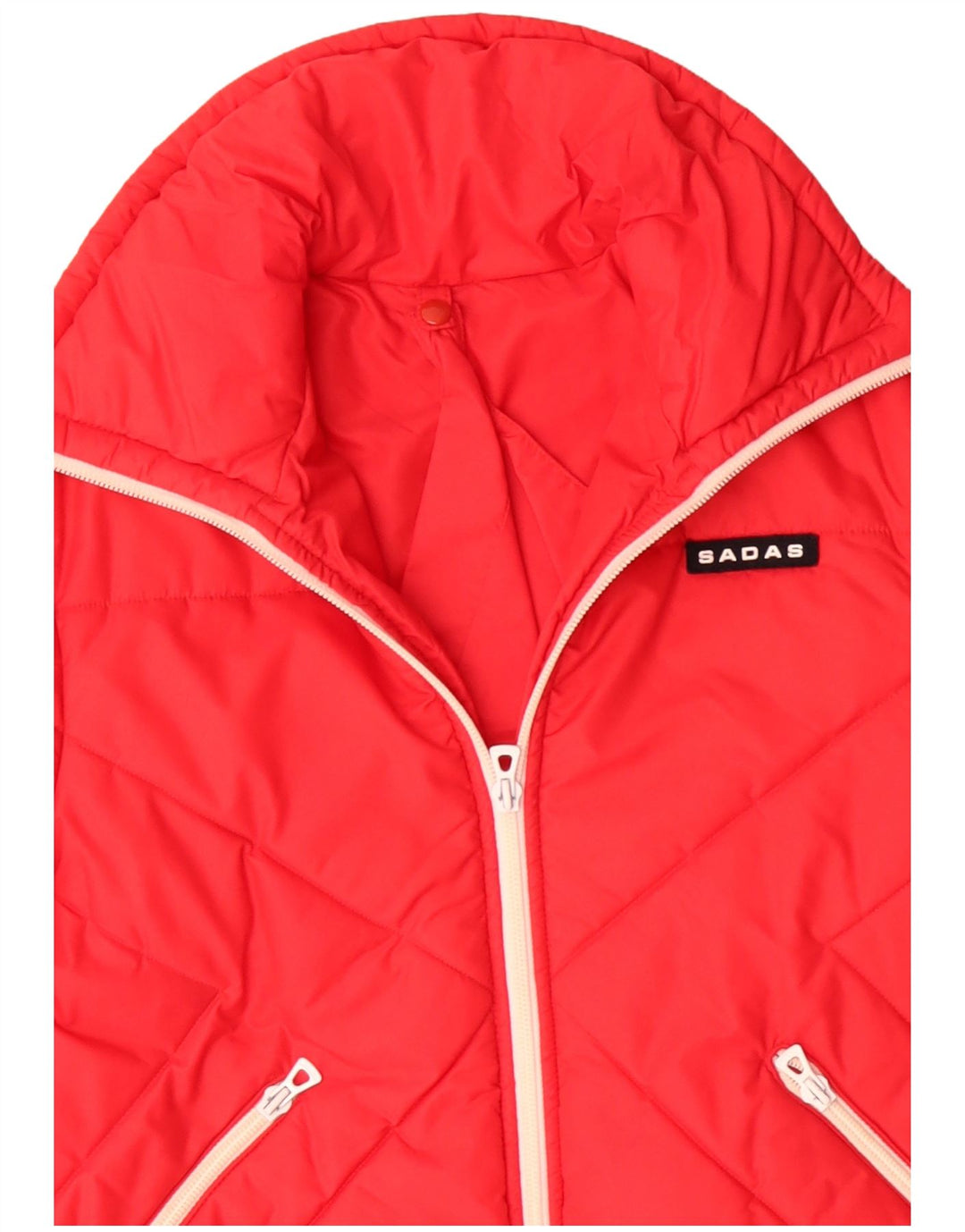 VINTAGE Γυναικείο μπουφάν με κουκούλα UK 16 Large Red Polyamide