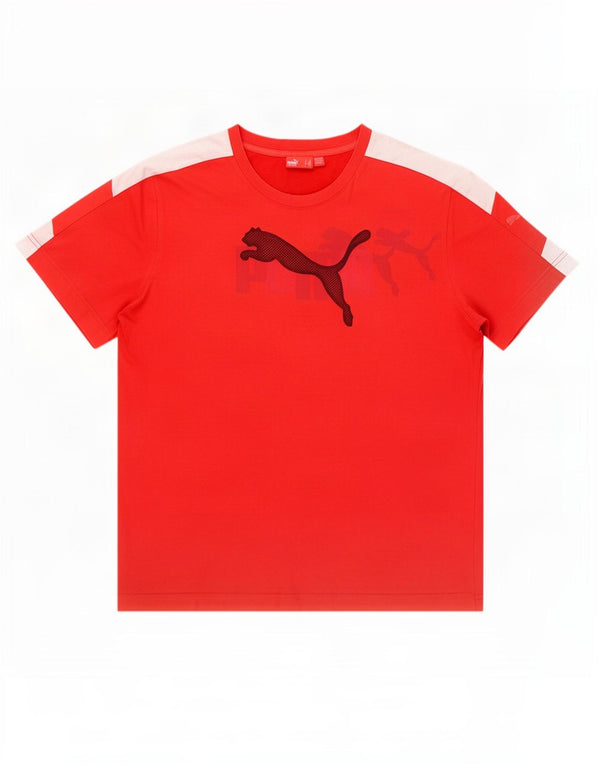 Puma Mens Graphic T-Shirt Top Medium Red Colourblock