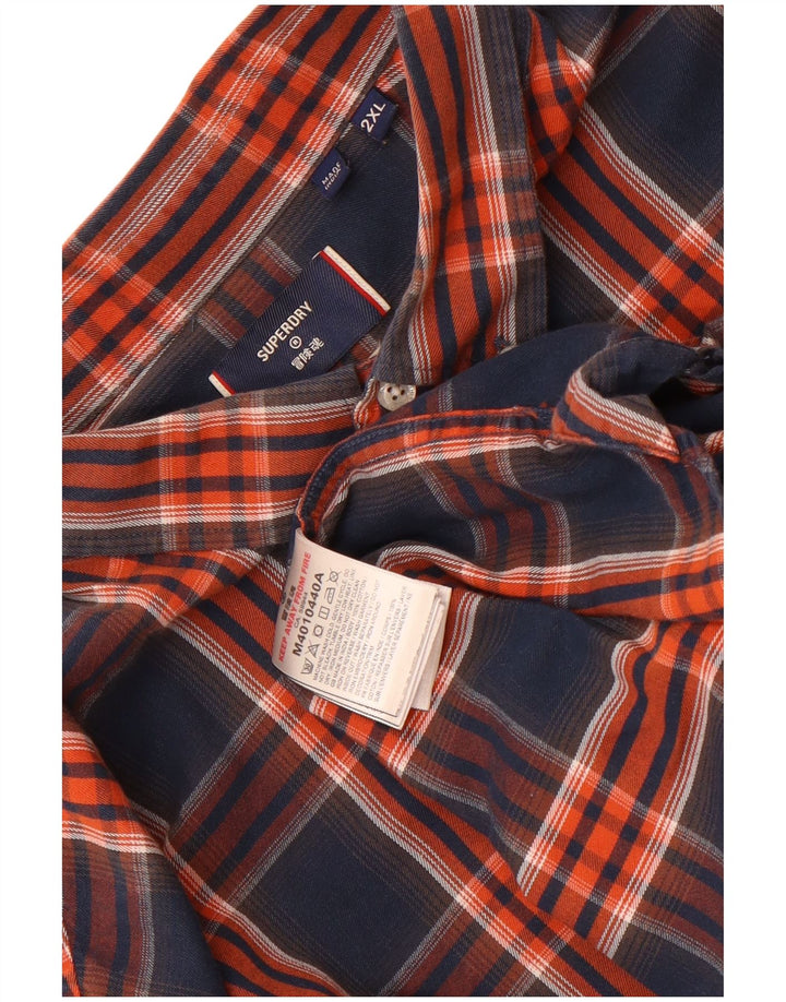 Ανδρικό φανελένιο πουκάμισο Superdry 2XL Navy Blue Check Cotton