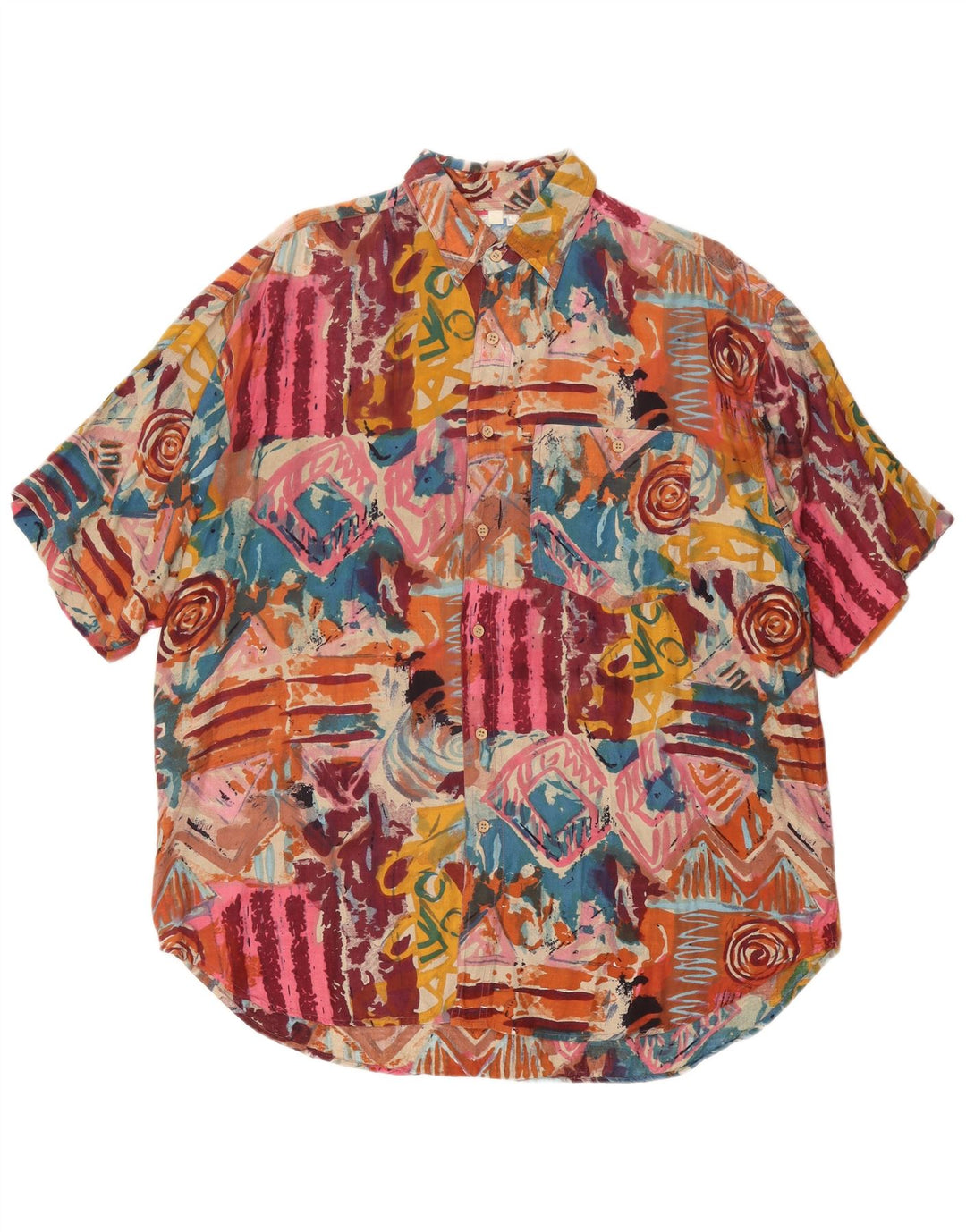 Ανδρικό κοντομάνικο πουκάμισο AVANTI XL πολύχρωμο γεωμετρικό βισκόζη