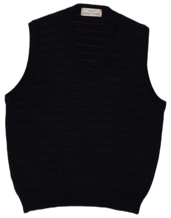 Marks & Spencer Ανδρικό γιλέκο Tank Top Μεγάλο Μαλλί με στίγματα σε μπλε ναυτικό