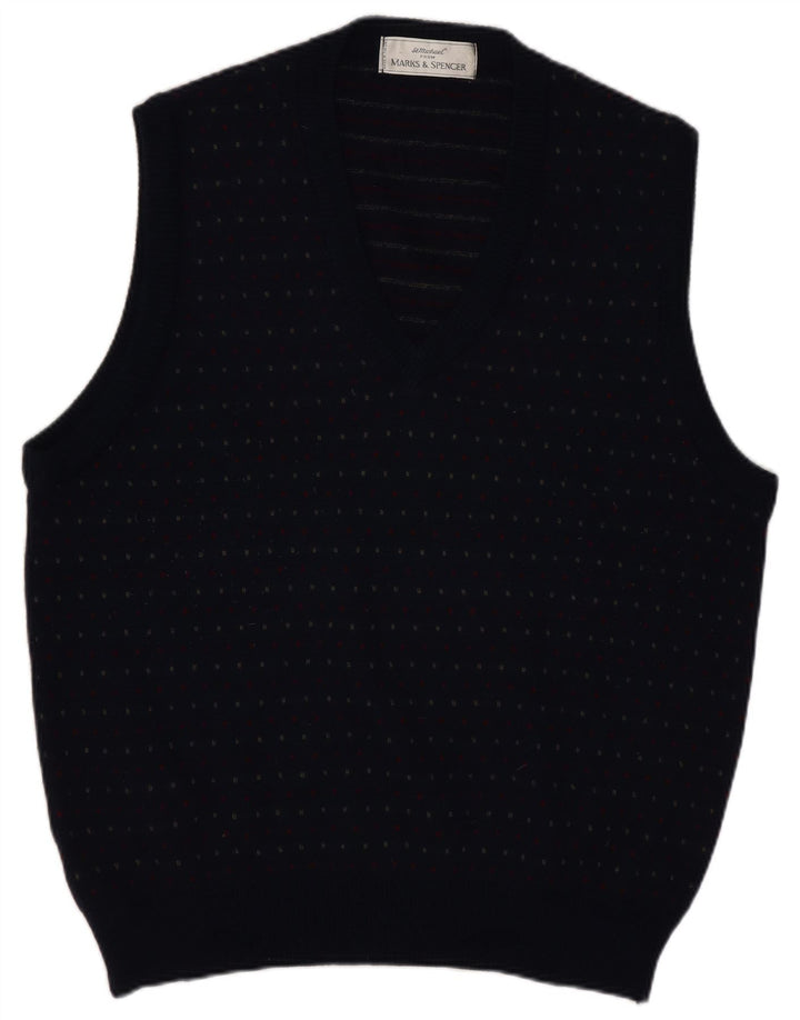Marks & Spencer Ανδρικό γιλέκο Tank Top Μεγάλο Μαλλί με στίγματα σε μπλε ναυτικό