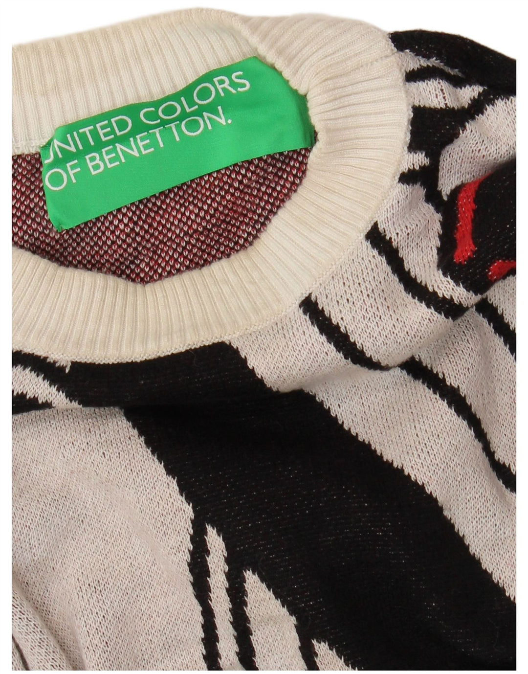 BENETTON Ανδρικά τραπουλόχαρτα Graphic Crew Neck Jumper Medium White