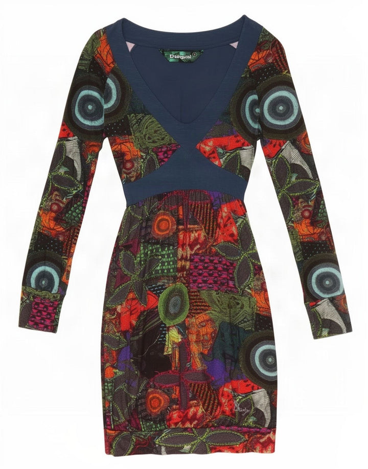 Desigual γυναικείο φόρεμα με θήκη UK 10 Small πολύχρωμο γεωμετρικό