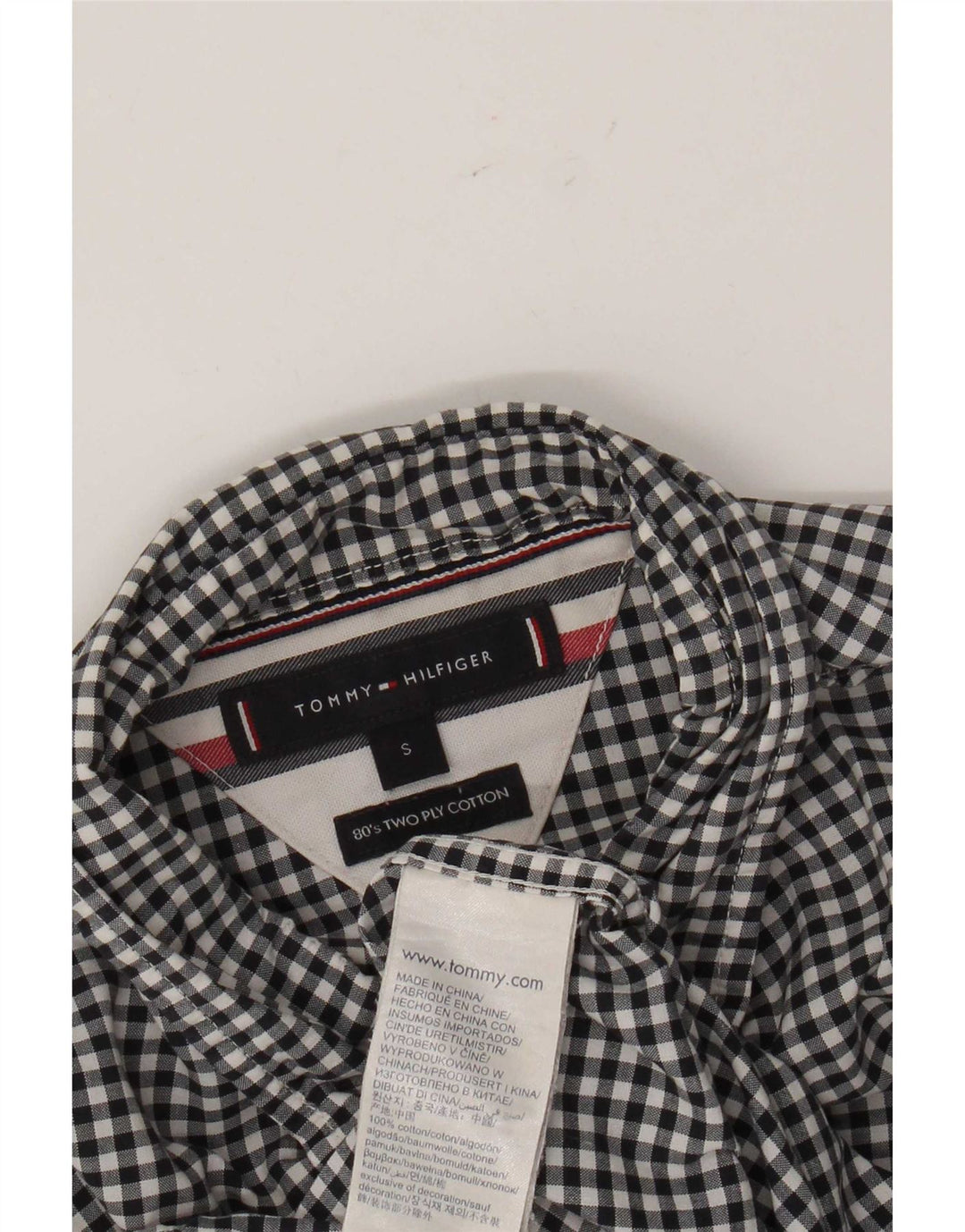 Ανδρικό πουκάμισο Tommy Hilfiger Μικρό μαύρο βαμβακερό Gingham