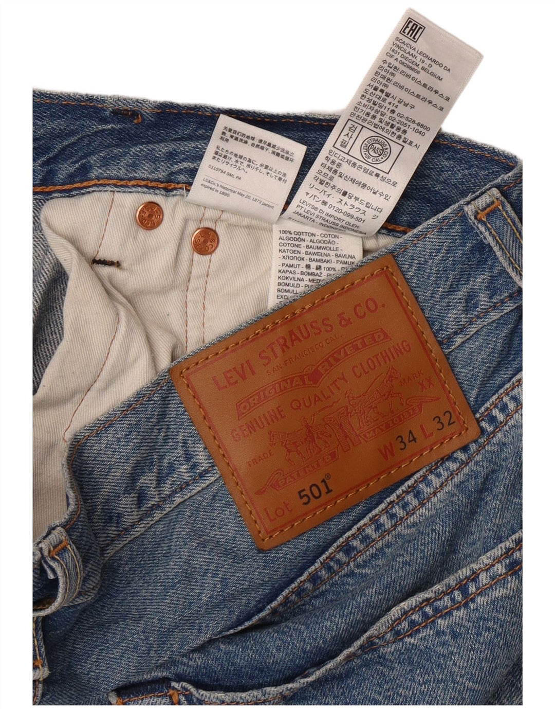 LEVI'S Ανδρικό τζιν 501 ίσιο W34 L29 Μπλε βαμβακερό
