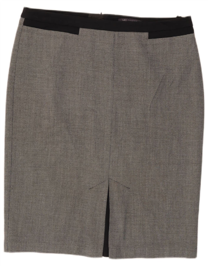 Marks & Spencer Γυναικεία Pencil Φούστα UK 14 Large W34 Black Check Polyester