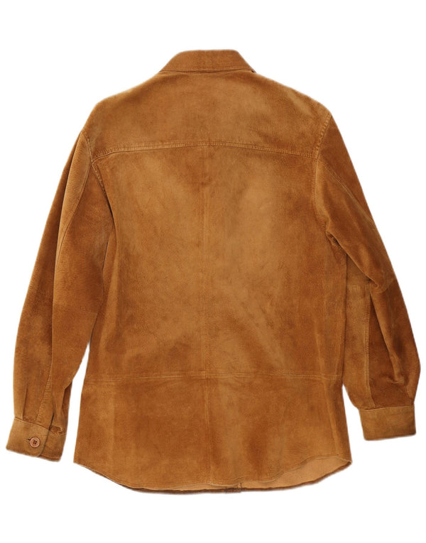 VINTAGE Γυναικείο πουκάμισο Suede UK 12 Medium Beige Leather