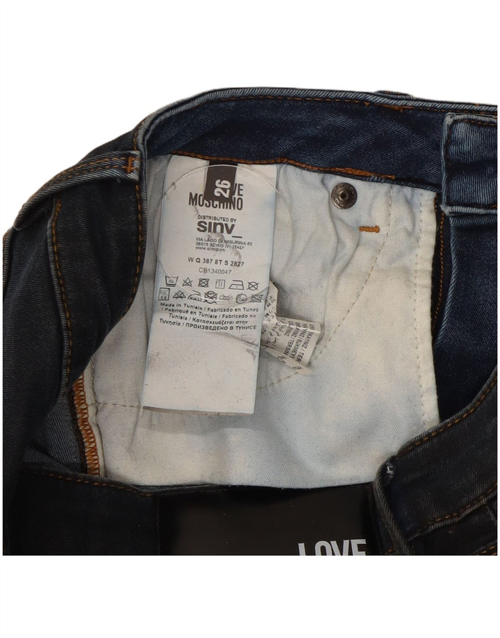 Γυναικείο Skinny Jeans Moschino W26 L31 Navy Blue Patchwork Βαμβακερό