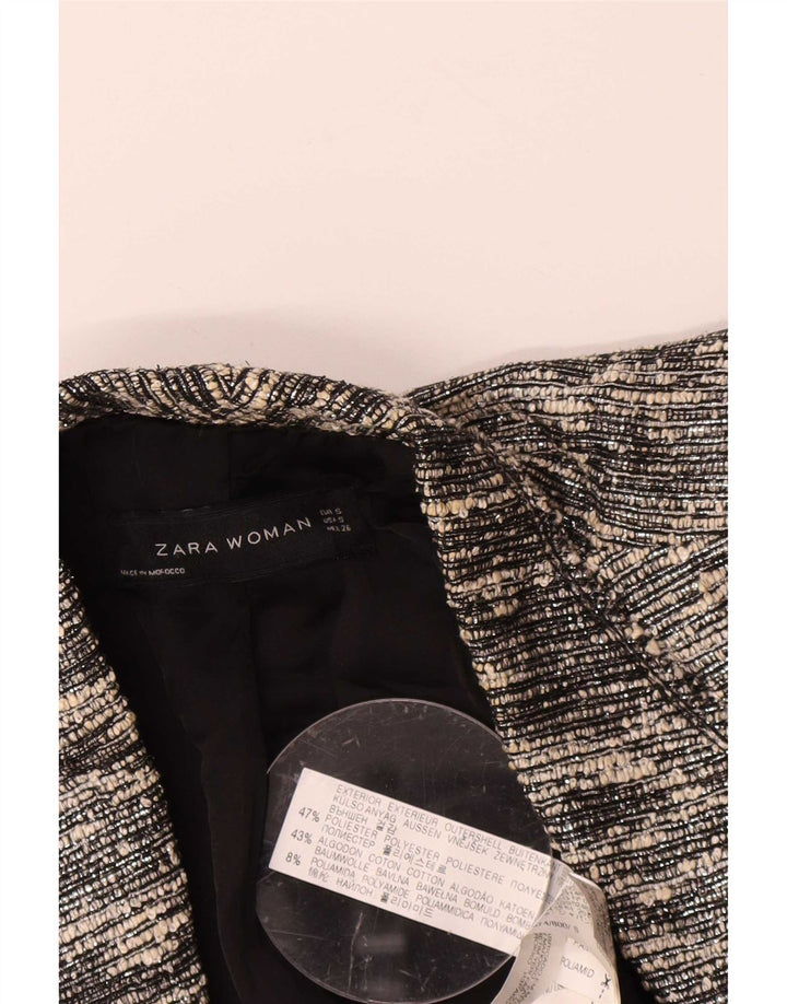 Zara Γυναικείο μπουφάν ανοιχτό σακάκι UK 10 Small Black Flecked Polyester