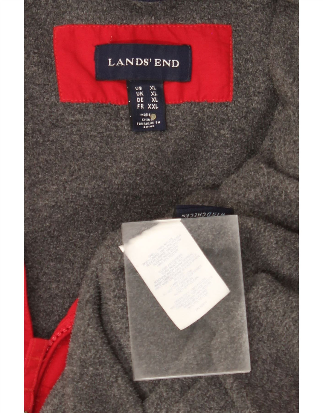 Ανδρικό μπουφάν με κουκούλα LANDS END UK 42 XL κόκκινο νάιλον