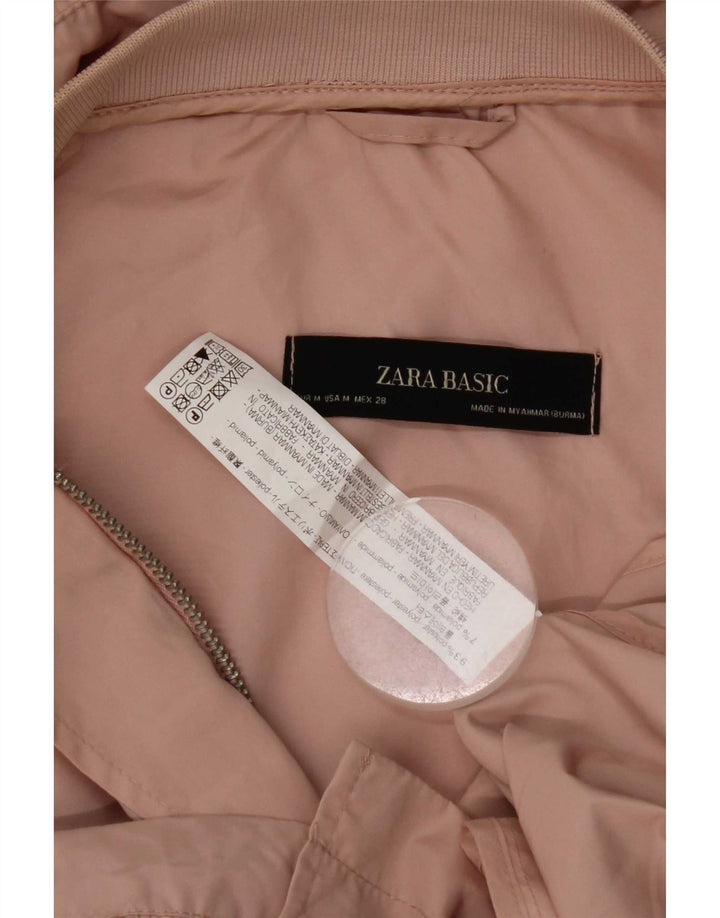 Zara Γυναικείο μπουφάν βροχής με κουκούλα UK 14 Medium Pink Polyester