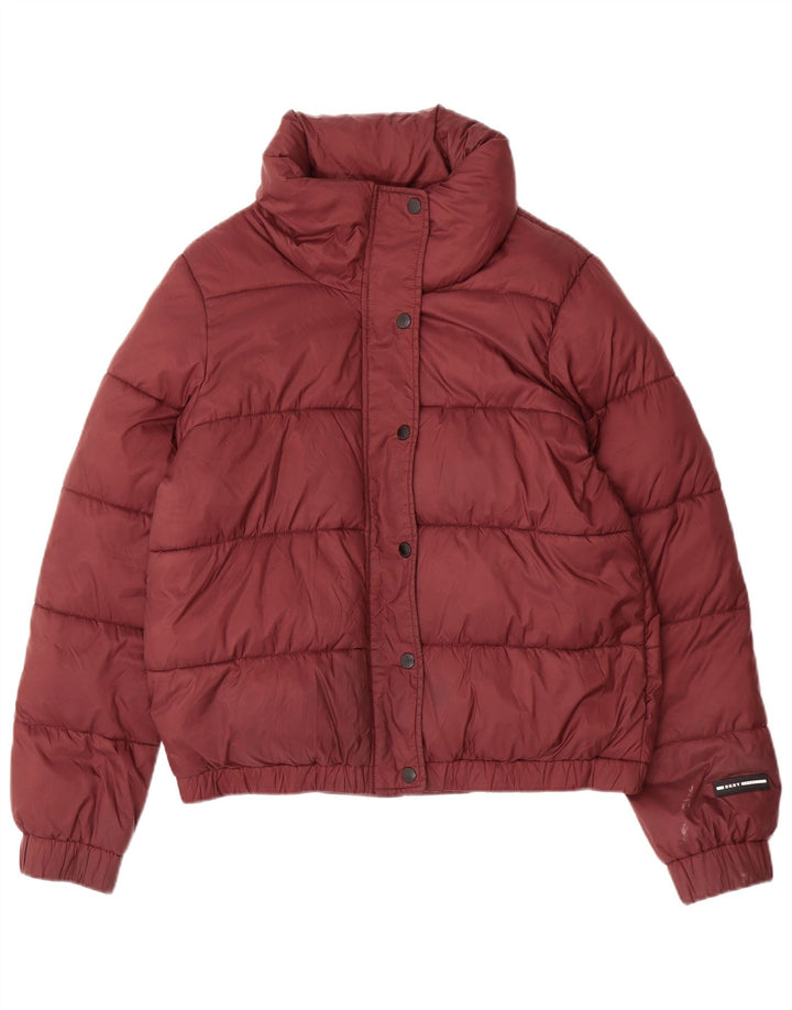 Dkny Γυναικείο Γραφικό Μπουφάν UK 14 Medium Maroon Πολυεστέρας