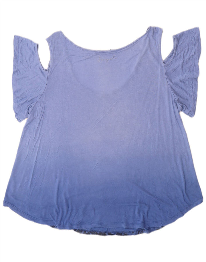 Γυναικείο Desigual Graphic Off Shoulder Top UK 16 Large Blue Floral