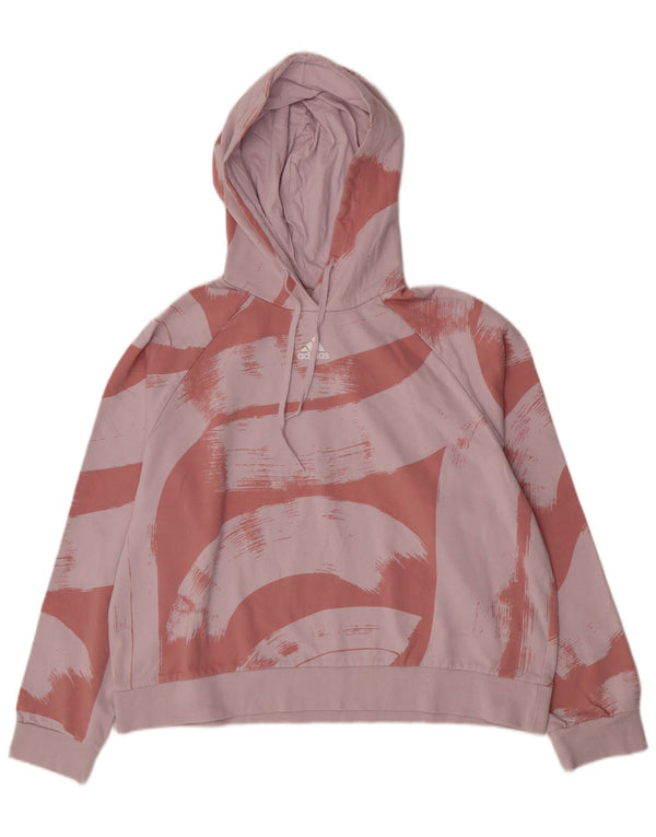 Adidas Γυναικεία Relaxed Fit Hoodie Jumper UK 16//18 Large Pink Colourblock