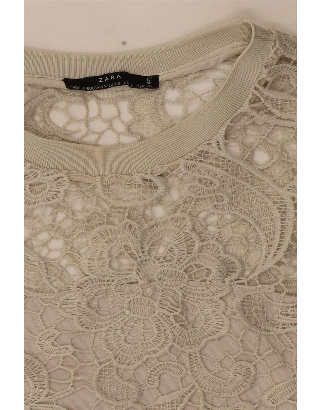 Zara Γυναικεία Μπλούζα Τοπ UK 10 Small Grey Floral