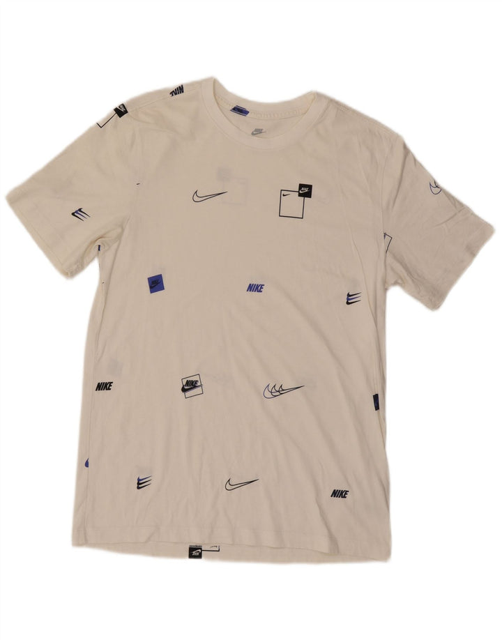 Ανδρικό γραφικό μπλουζάκι Nike, μεσαίο λευκό βαμβακερό