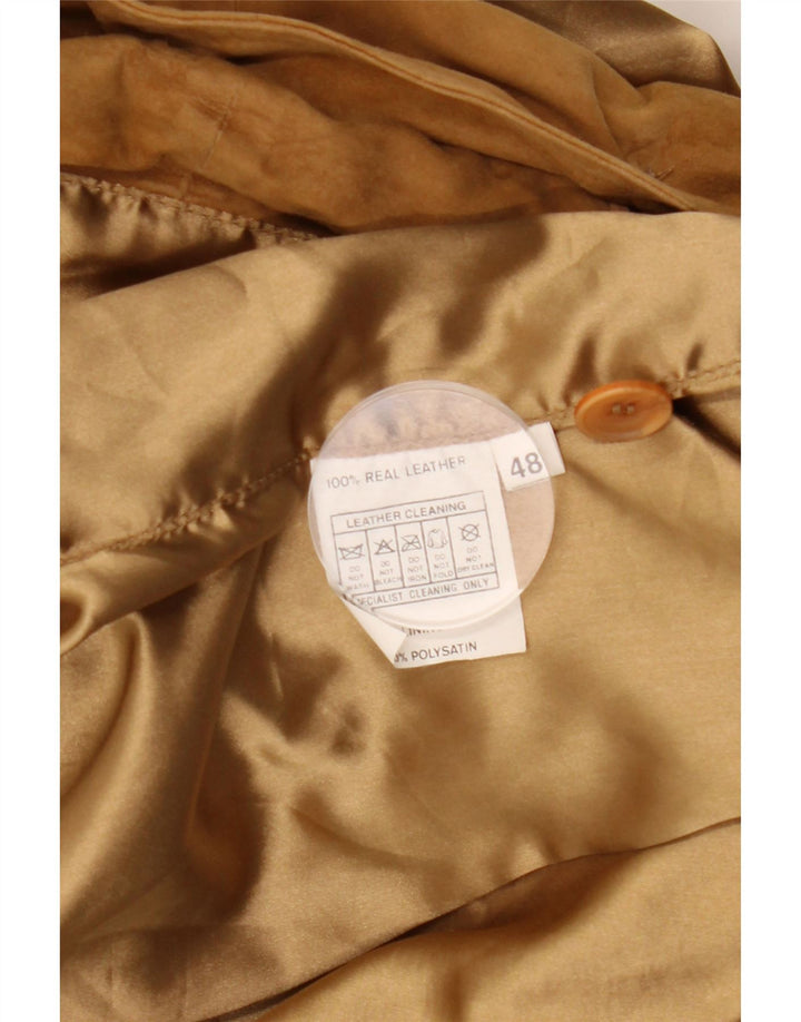 Vintage Ανδρικό Suede Bomber Jacket IT 48 Μεσαίο Καφέ Δερμάτινο