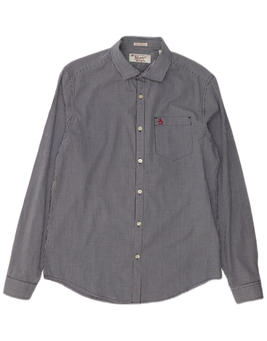 Ανδρικό πουκάμισο Penguin Heritage Slim Fit Medium Navy Blue Gingham Cotton