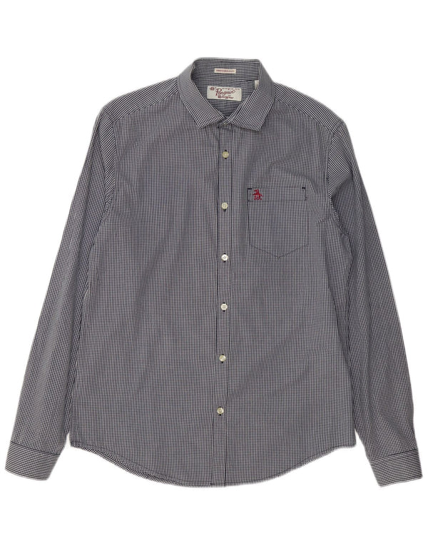 Ανδρικό πουκάμισο Penguin Heritage Slim Fit Medium Navy Blue Gingham Cotton