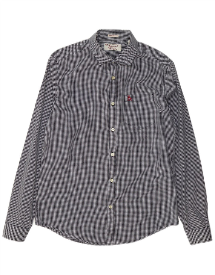 Ανδρικό πουκάμισο Penguin Heritage Slim Fit Medium Navy Blue Gingham Cotton