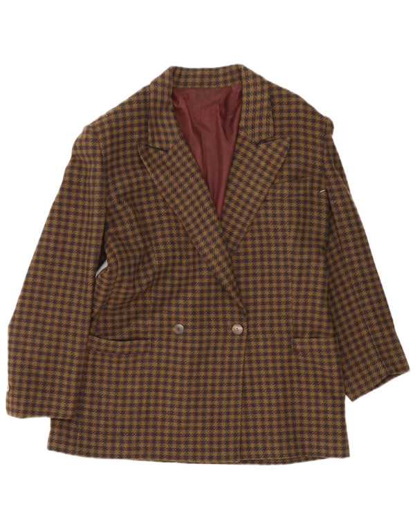 Vintage γυναικείο σακάκι με διπλό στήθος UK 16 Large Brown Check