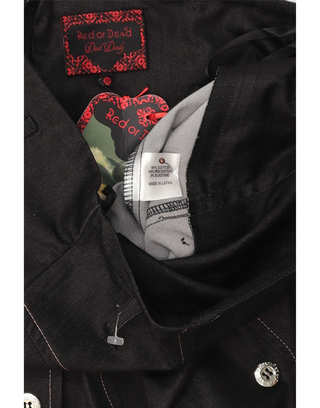 Κόκκινη ή νεκρή γυναικεία ίσια φούστα UK 12 Medium W30 Γκρι βαμβακερή