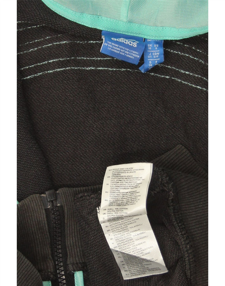 Γυναικείο πουλόβερ με κουκούλα ADIDAS UK 10 Small μαύρο βαμβακερό