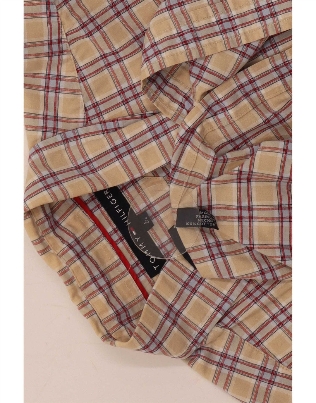 Ανδρικό κοντομάνικο πουκάμισο Tommy Hilfiger Μεγάλο μπεζ βαμβακερό