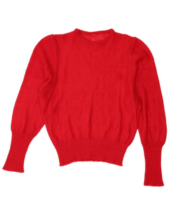 Vintage γυναικείο πουλόβερ με λαιμόκαυμα UK 12 Medium Red