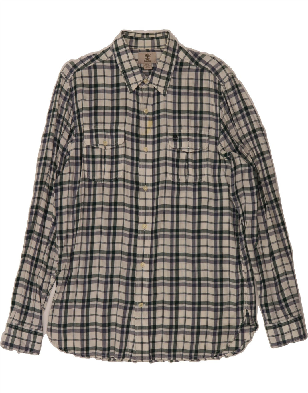 TIMBERLAND Mens Regular Fit Shirt Medium Off White Check Cotton Vintage Timberland and Second-Hand Timberland from Messina Hembry 