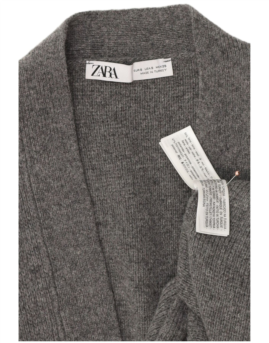 ZARA Γυναικεία ζακέτα υπερμεγέθη UK 10 Small Grey Cashmere