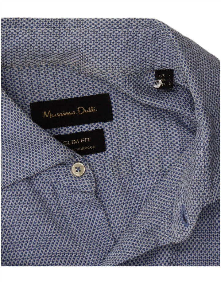 Ανδρικό πουκάμισο Massimo Dutti Slim Fit μεγάλο μπλε γεωμετρικό