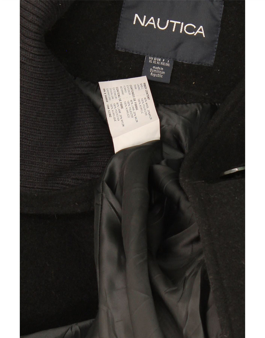 NAUTICA Womens Overcoat UK 18 XL Black Wool Vintage Nautica and Second-Hand Nautica from Messina Hembry 