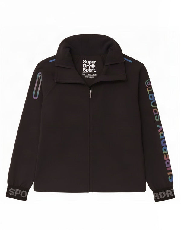 Superdry Γυναικεία φόρμα φόρμας γραφικών Top Jacket UK 10 Small Black Colourblock