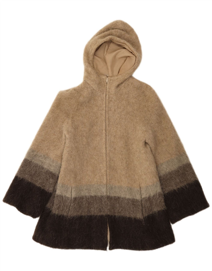 Alafoss Icewool γυναικείο πανωφόρι με κουκούλα UK 14 Medium Beige Colourblock