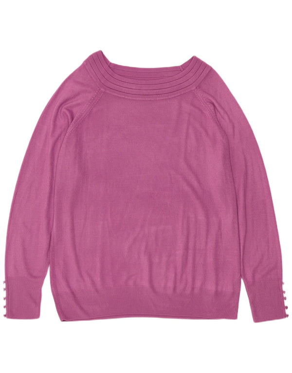 Marks & Spencer Γυναικείο πουλόβερ με λαιμό σκάφος UK 22 2XL Μωβ ακρυλικό