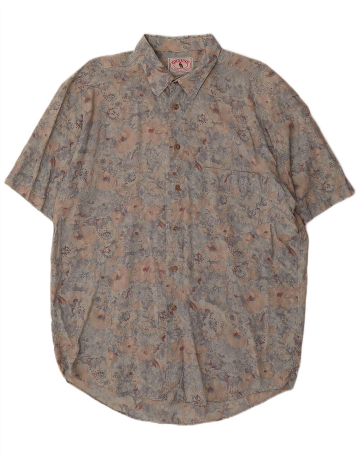Ανδρικό κοντομάνικο πουκάμισο VINTAGE XL Πολύχρωμο Floral Rayon
