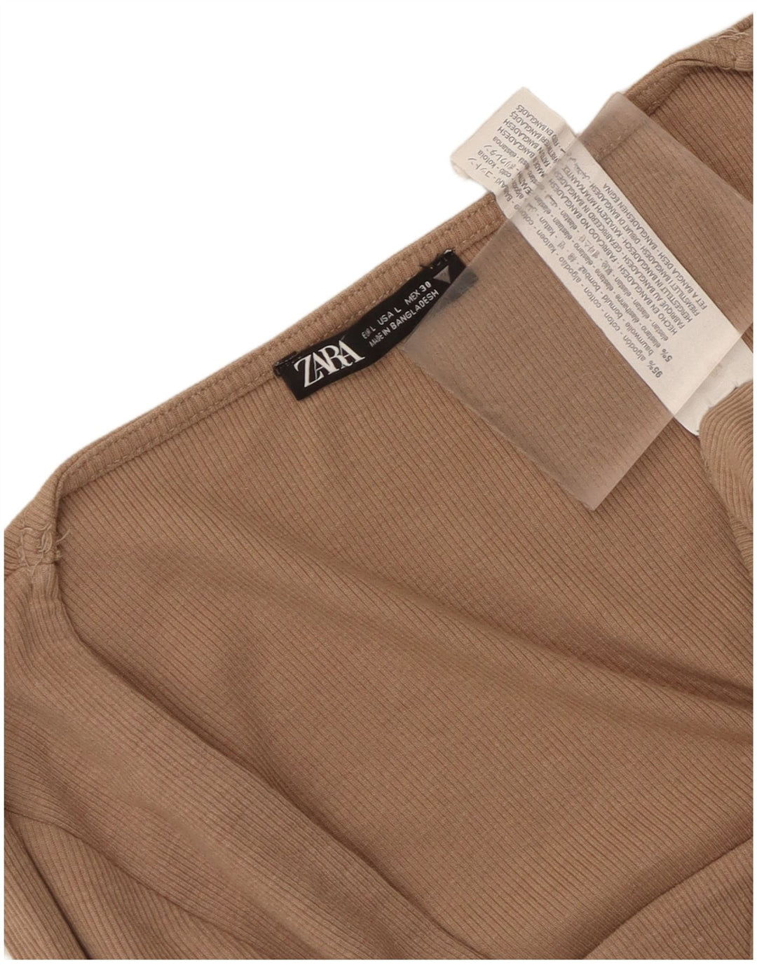 Zara Γυναικείο Crop Top Μακρυμάνικο UK 14 Μεγάλο Γκρι Βαμβακερό