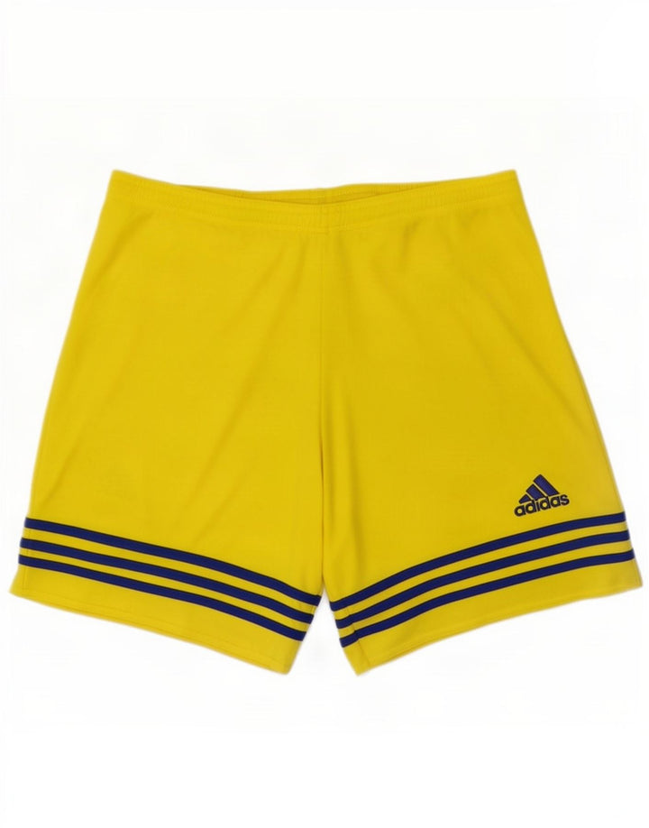 Ανδρικό αθλητικό σορτς Adidas Climalite σε μεσαίο κίτρινο ριγέ πολυεστέρα