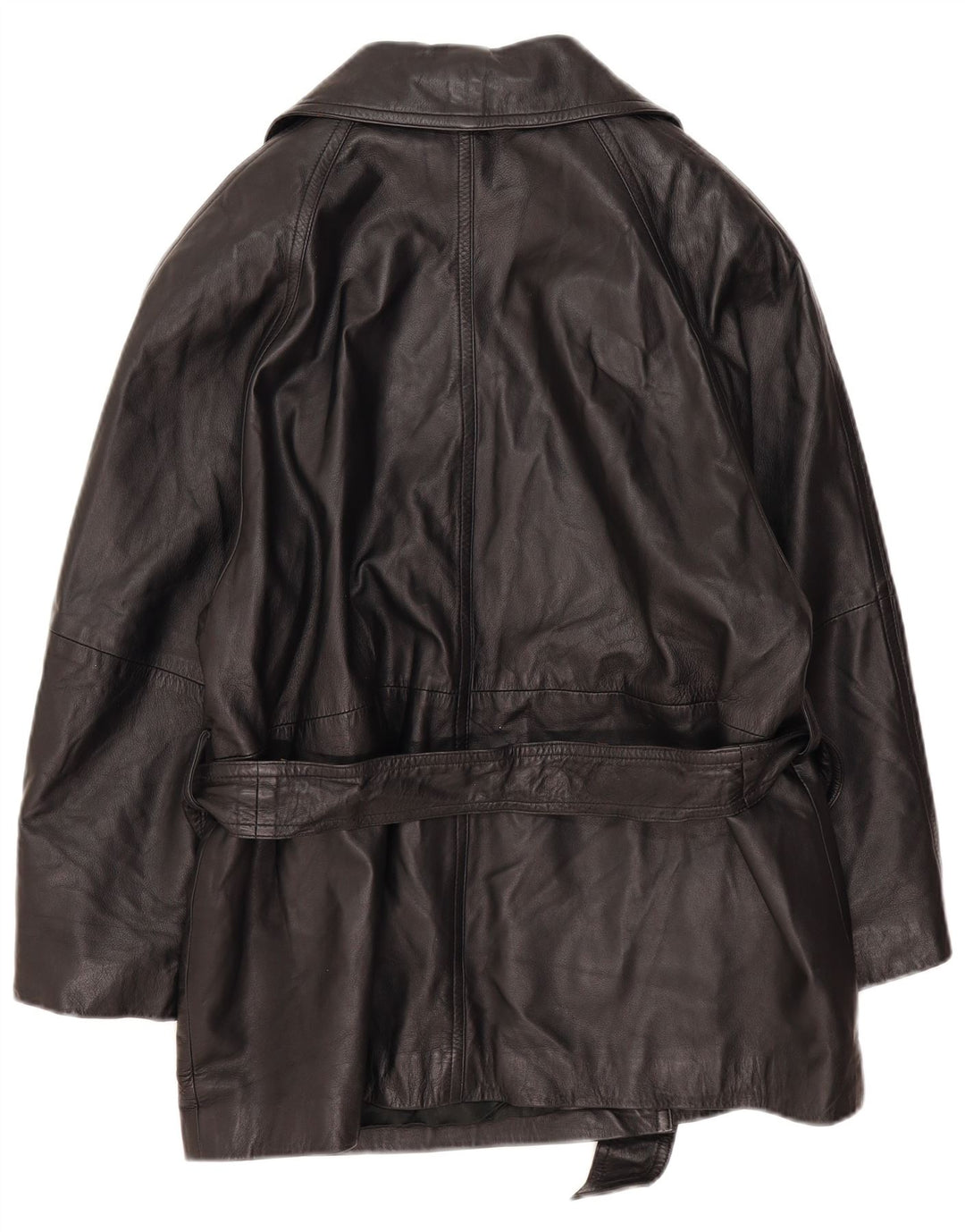 Vintage Γυναικείο Διπλό Δερμάτινο Παλτό EU 40 Μεσαίο Μαύρο