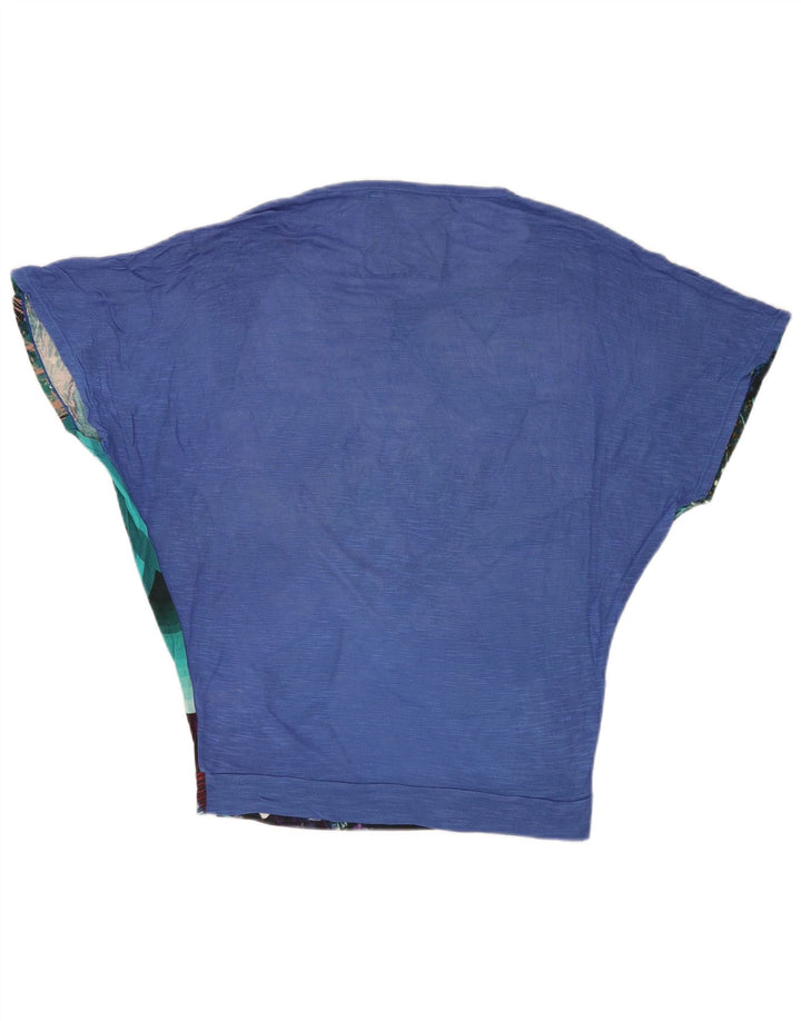 DESIGUAL γυναικεία μπλούζα μπλούζα τοπ UK 10 Small Blue Floral Viscose