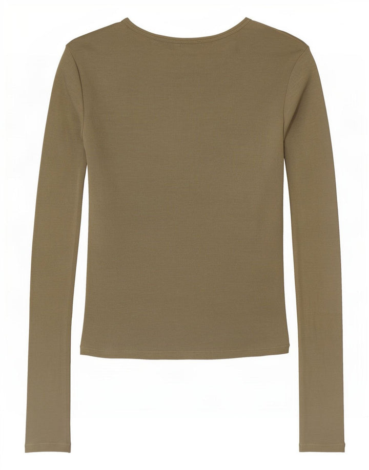 Zara γυναικείο τοπ μακρυμάνικο UK 12 Medium Khaki