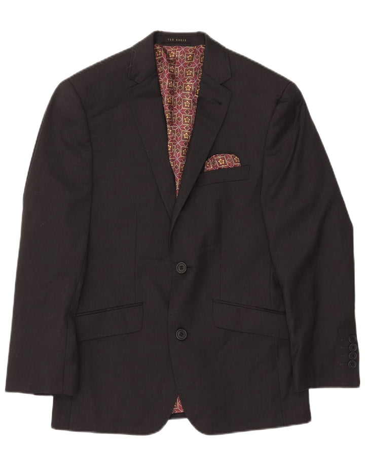 TED BAKER Mens 2 Button Blazer Jacket UK 36 Small Black New Wool
